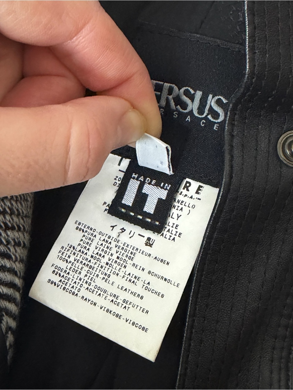 Versus Versace Archival Bondage Leather Trim Herringbone Jacket - vintage 2000s - Picture 6 of 10